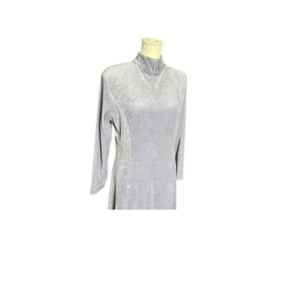 Vintage 90s Velvet Maxi Dress 1/2 Zip Mock Neck Long Sleeve Fall Fashion READ - Picture 3 of 11